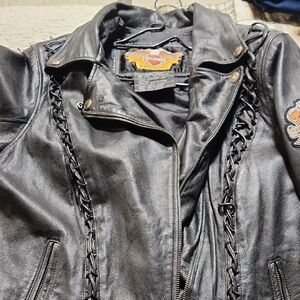 Harley-Davidson Women's Black Leather Jacket with Braided Details